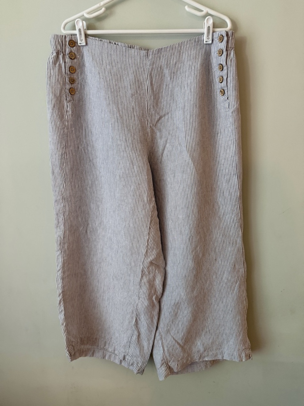 J. Jill Blue-Gray and White Wide Leg Pants